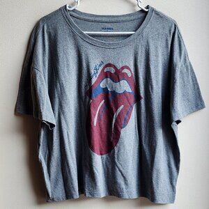 Old Navy Gray "Rolling Stones" Cropped T-Shirt Size XL